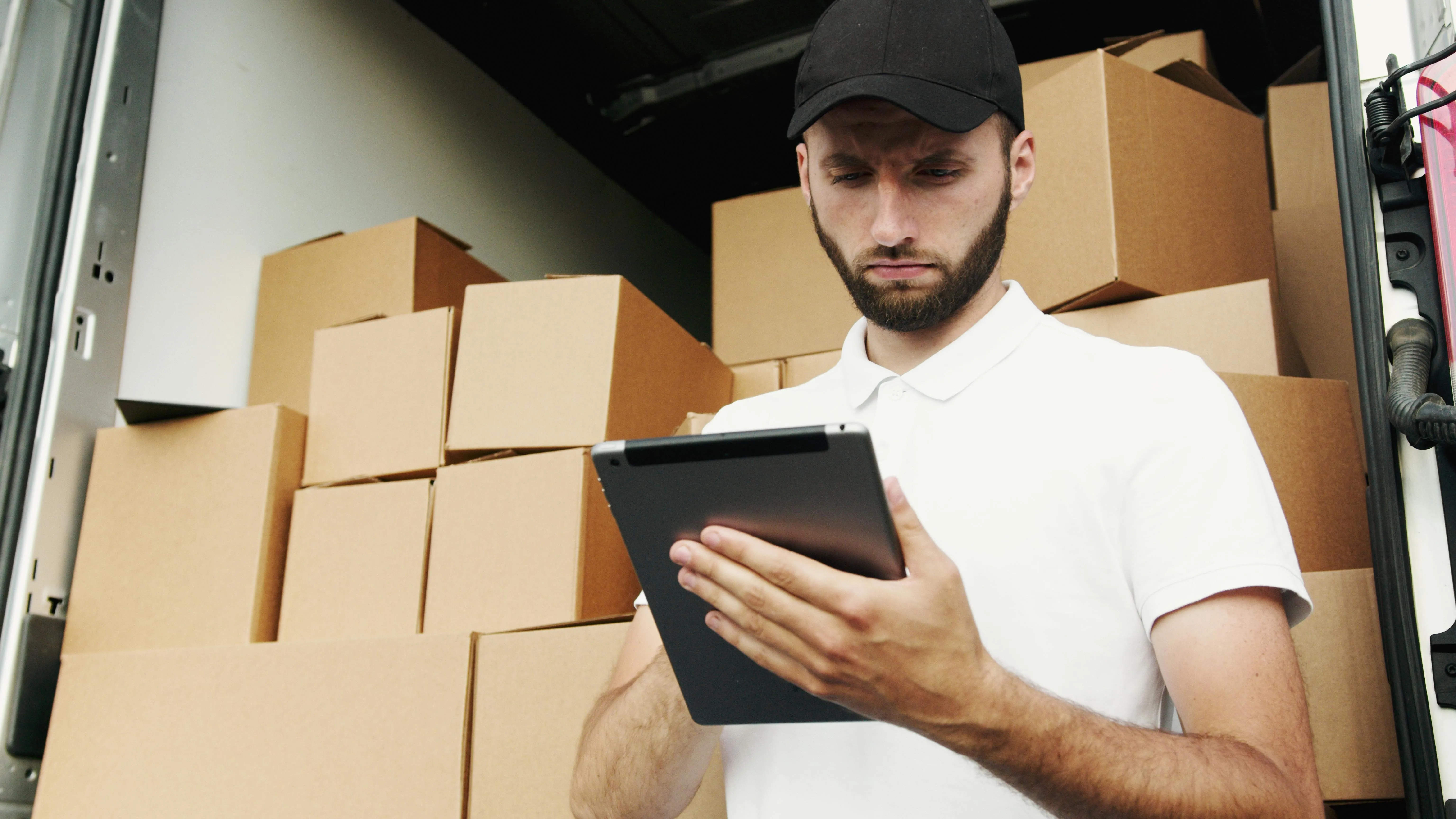 Man with tablet doing inventory